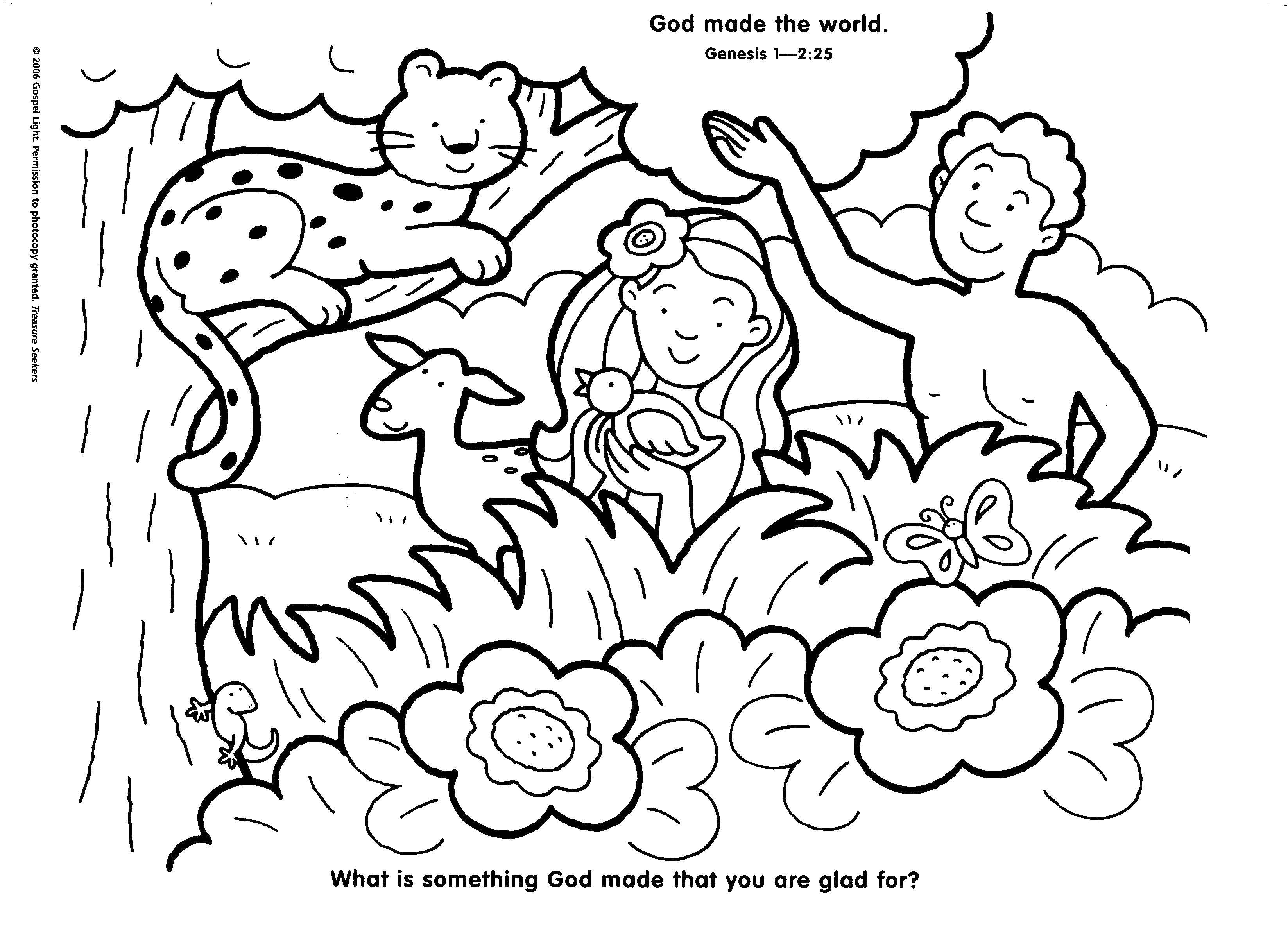 Coloring Adam and eve with animals. Category the Bible. Tags:  Adam, eve, world, earth.