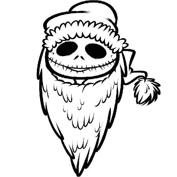 Coloring Skull Santa Claus. Category Christmas. Tags:  the Christmas skull Santa Claus.