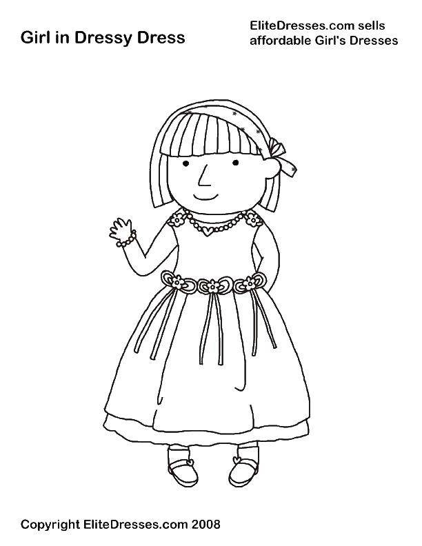 Название: Раскраска Девочка в милом платье. Категория: Платья. Теги: платья, девочка, одежда.