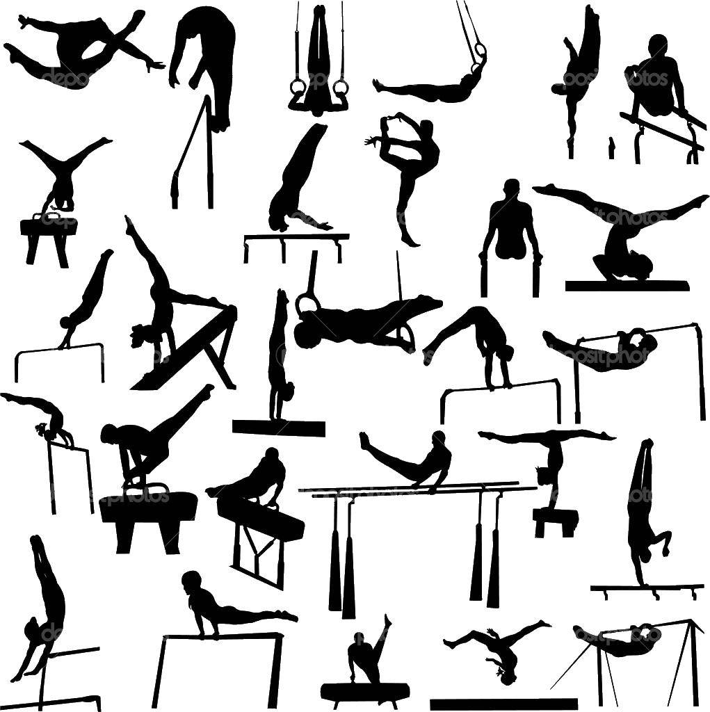 Coloring Gymnastic stunts. Category gymnastics. Tags:  Sports, gymnastics.