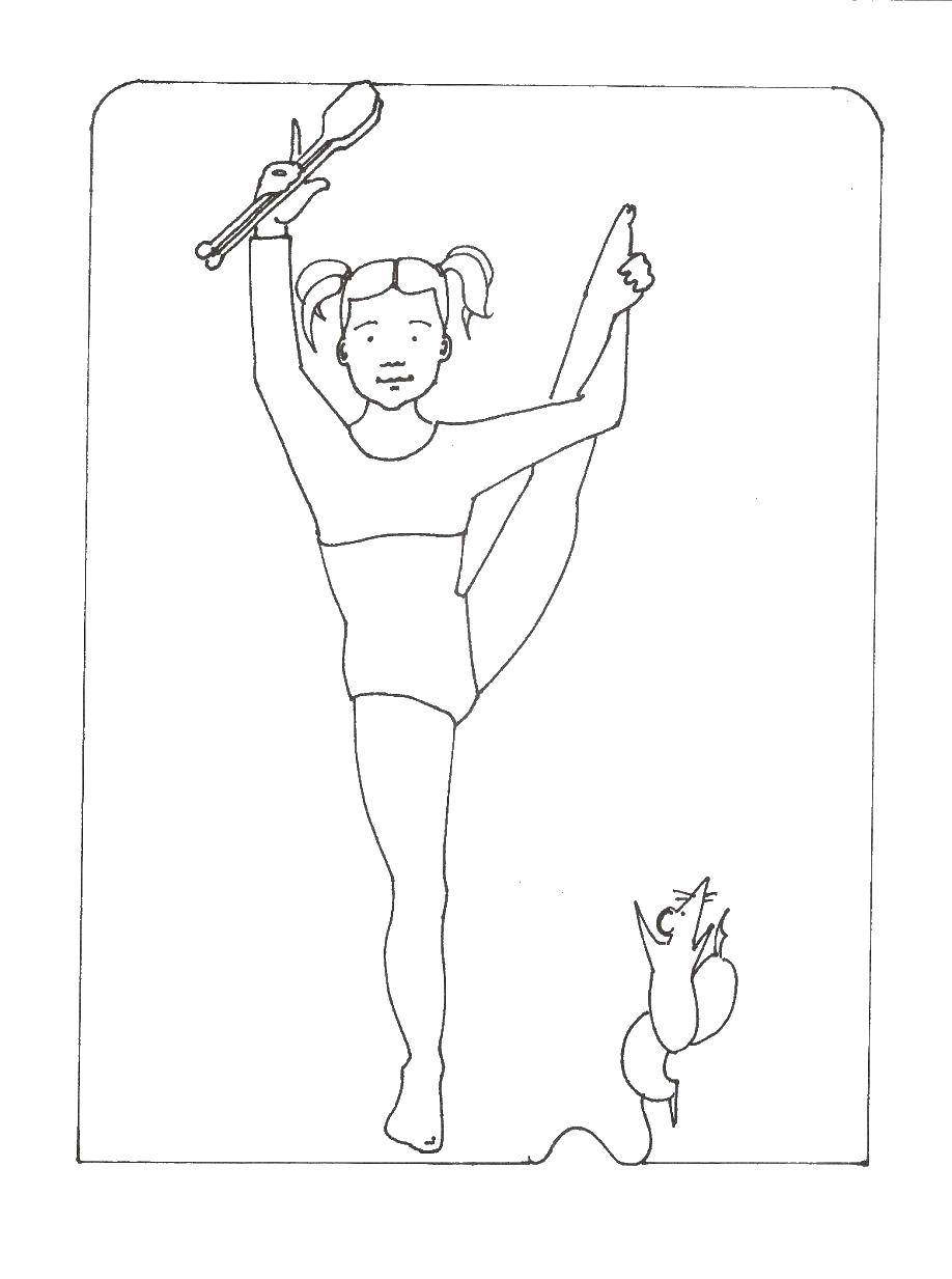 Coloring Gymnast and mouse. Category gymnastics. Tags:  Sports, gymnastics.