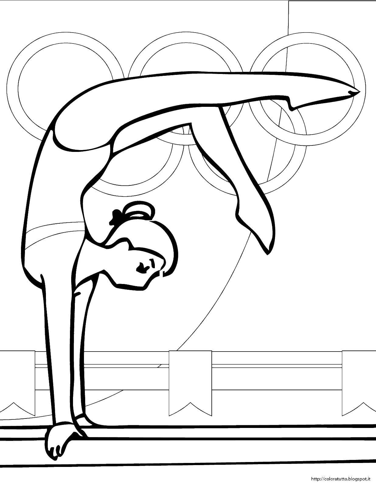 Coloring Gymnast on balance beam. Category gymnastics. Tags:  sports, gymnastics, gymnast, balance beam.