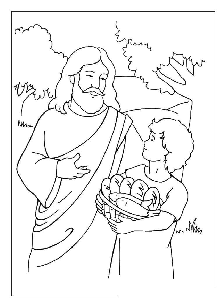 Coloring Jesus with a child. Category the Bible. Tags:  the Bible, Jesus.