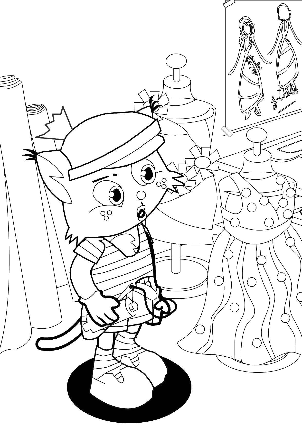 Coloring Kitty and dresses. Category Dress. Tags:  dresses, cat clothing.