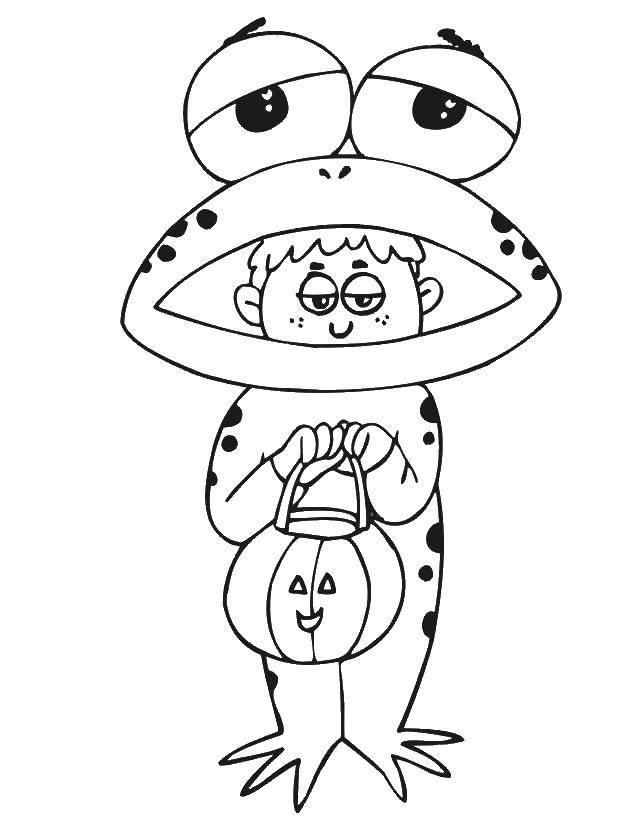 Coloring Frog costume. Category Halloween. Tags:  Halloween, frog.