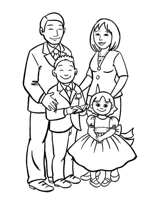 Coloring Beautiful family. Category Family members. Tags:  Family, parents, children.