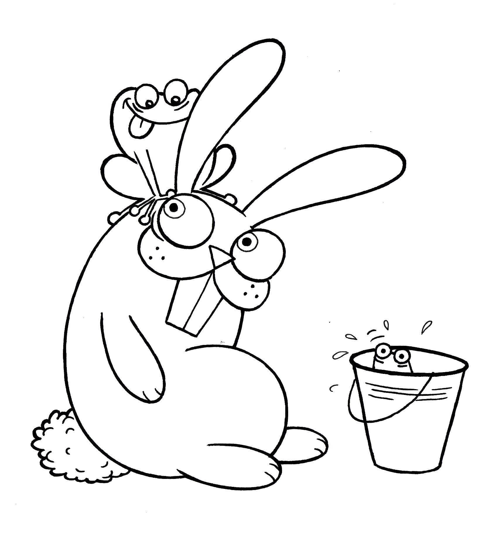 Coloring Bunny bucket. Category the rabbit. Tags:  rabbit, bucket.