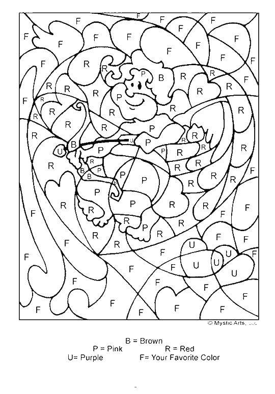 Название: Раскраска Купидон. Категория: День святого валентина. Теги: купидон, стрелы.