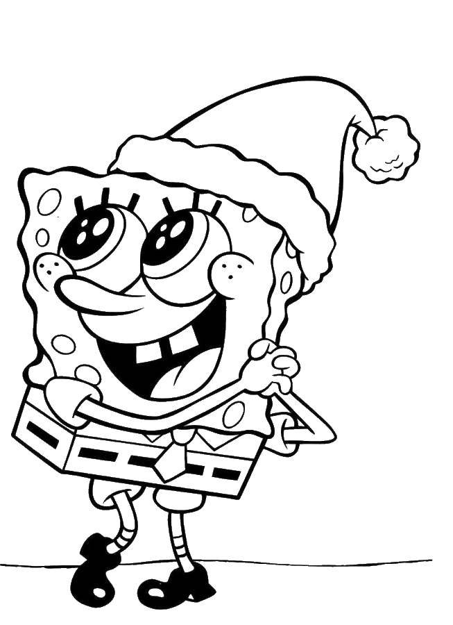 Coloring Cute Christmas spongebob. Category Christmas. Tags:  Christmas, spongebob, spongebob.