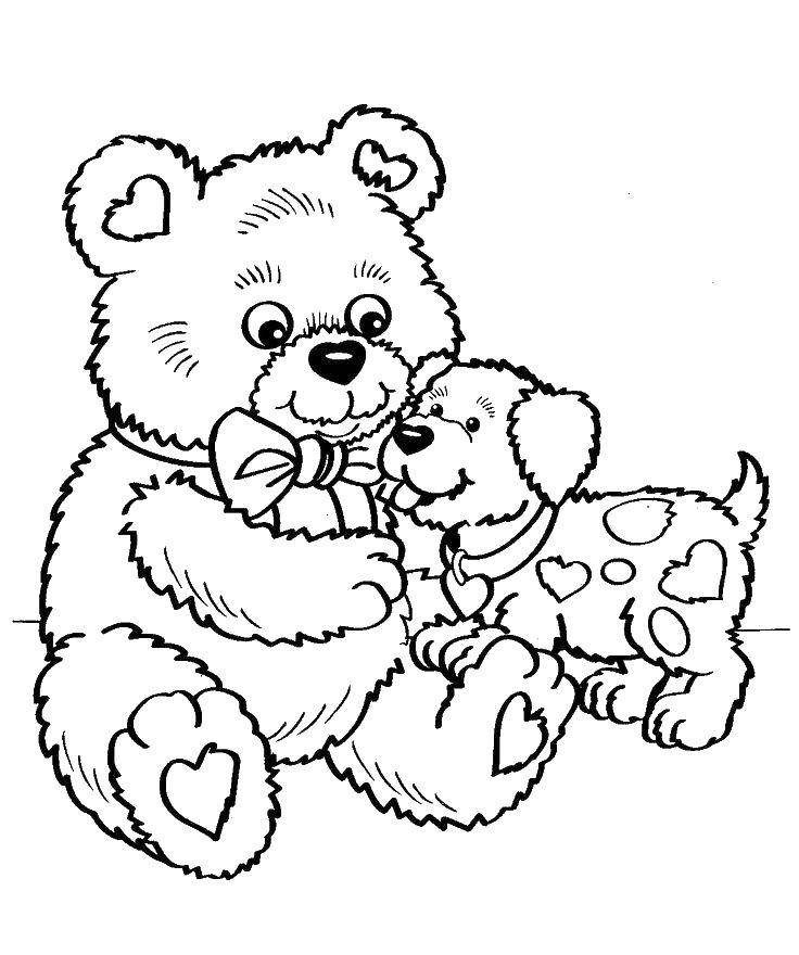 Coloring Bear and dog. Category Animals. Tags:  Animals, dog, bear.