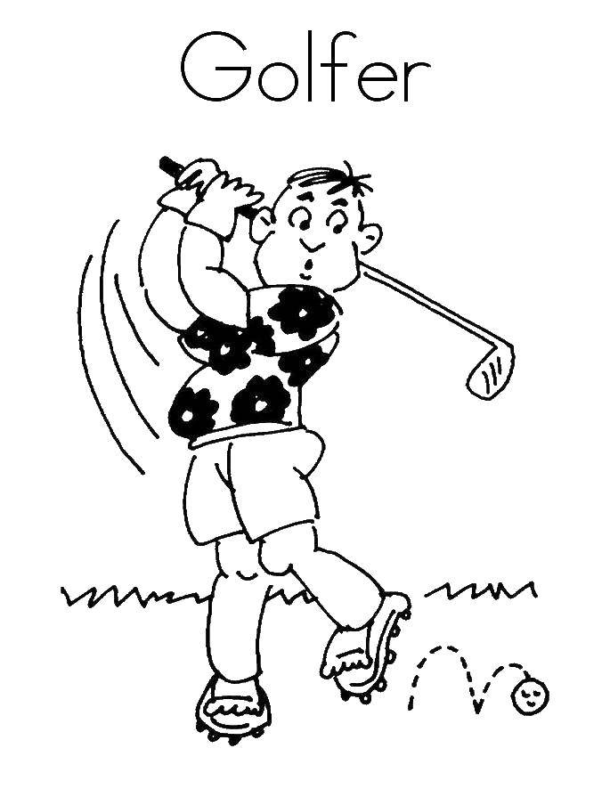 Coloring Man playing Golf. Category sports. Tags:  sports, Golf.