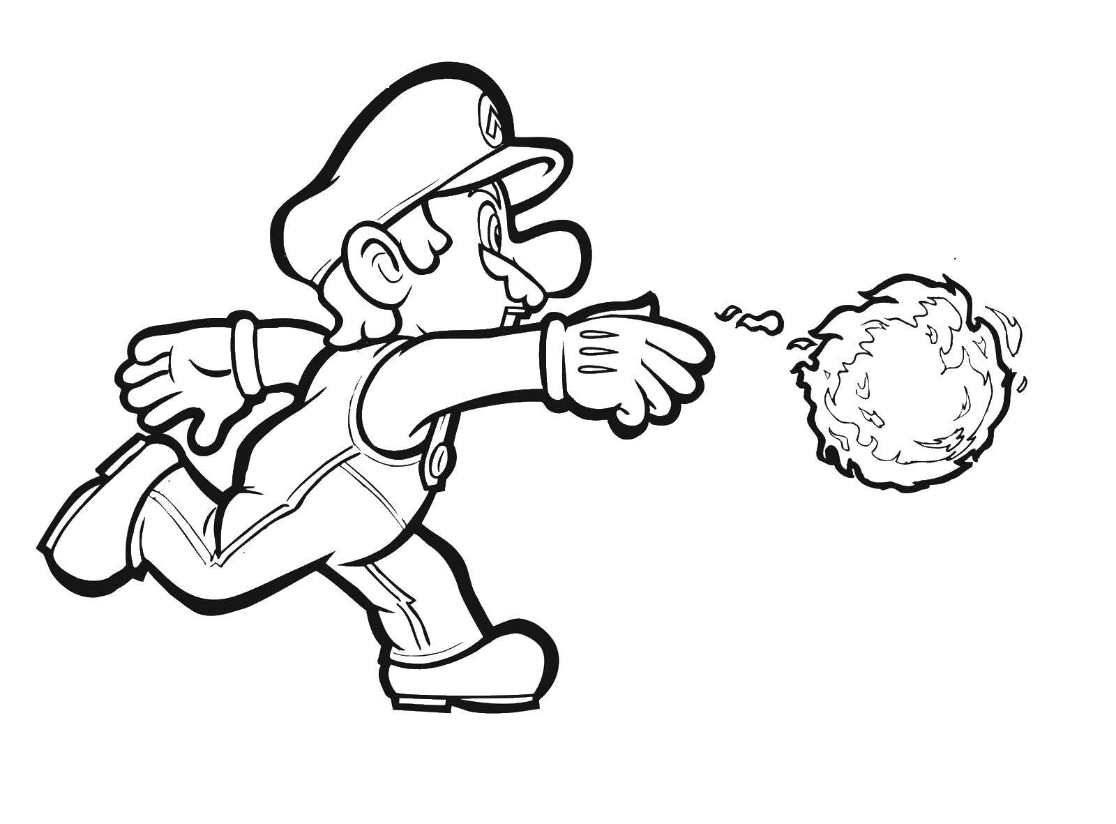 Название: Раскраска Огненный шар от марио. Категория: Персонаж из игры. Теги: Игры, Марио.