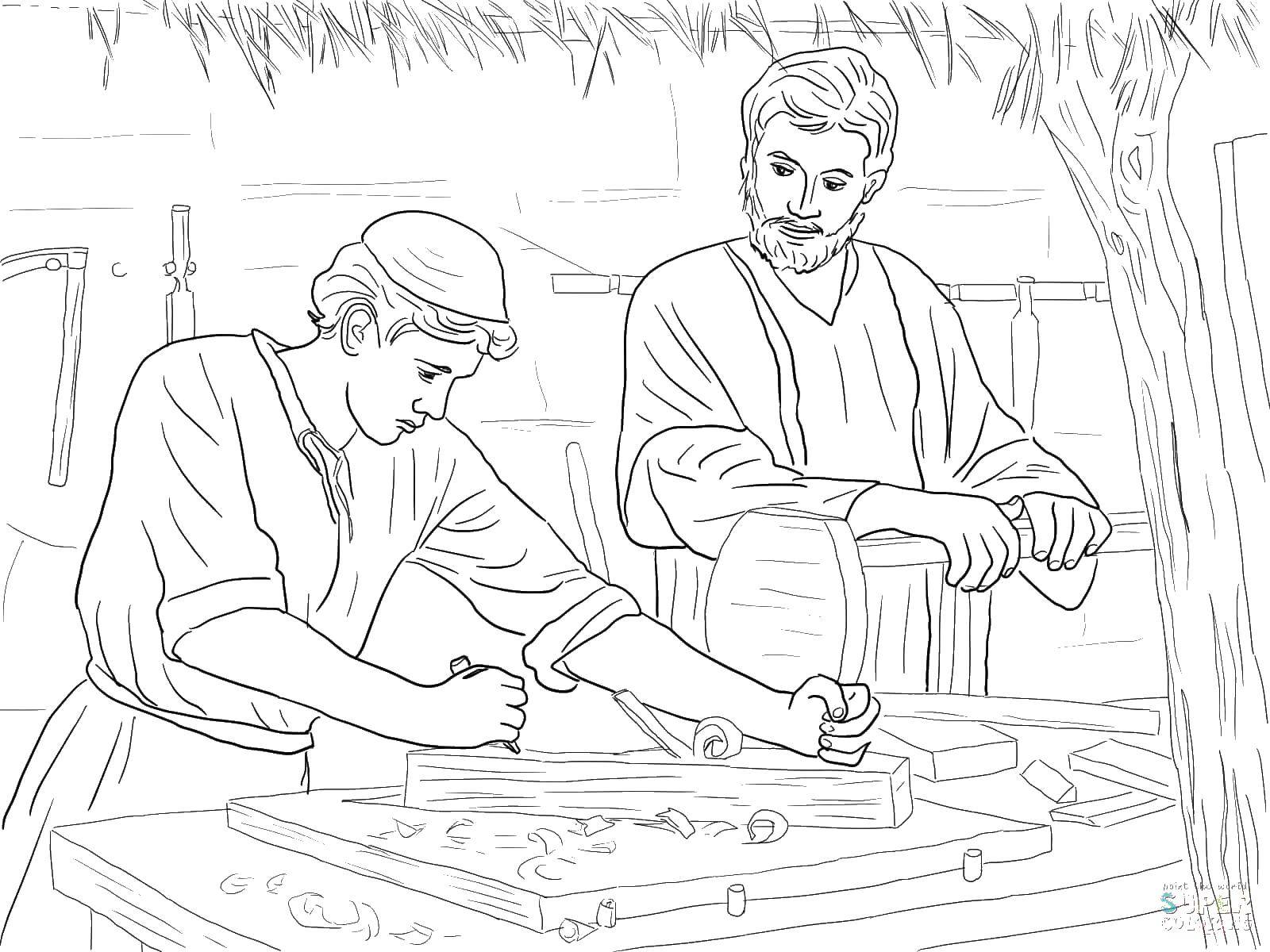 Coloring Carpenters. Category Religion. Tags:  carpenters.