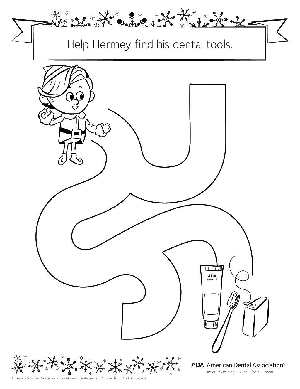 Coloring Help to find dental stuff. Category mazes. Tags:  Maze, logic.