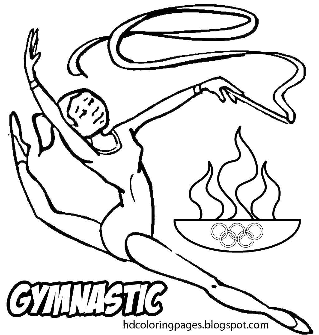 Coloring Jumping with ribbon. Category gymnastics. Tags:  Olympics.