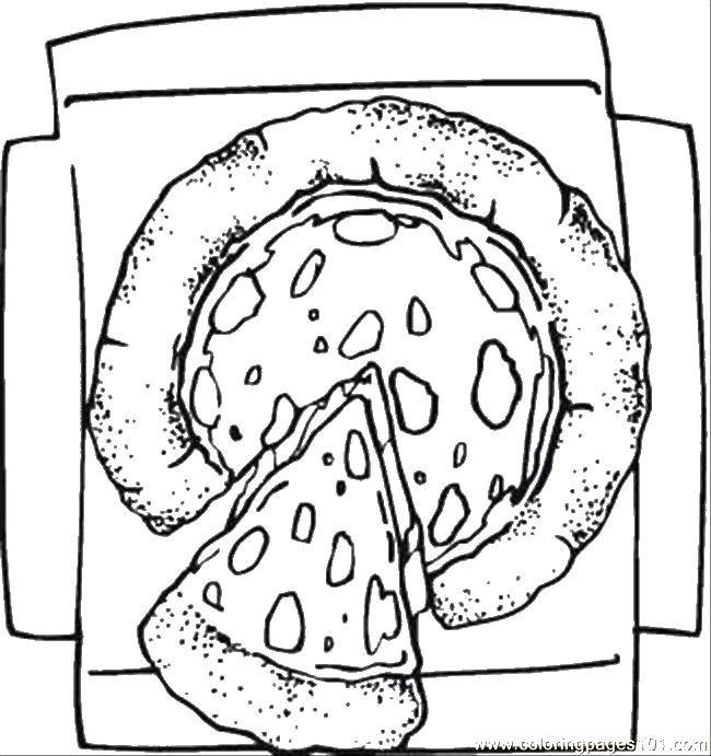 Раскраски Раскраска Разрезанный кусочек пиццы Еда, Раскраски скачать и  распечатать бесплатно.