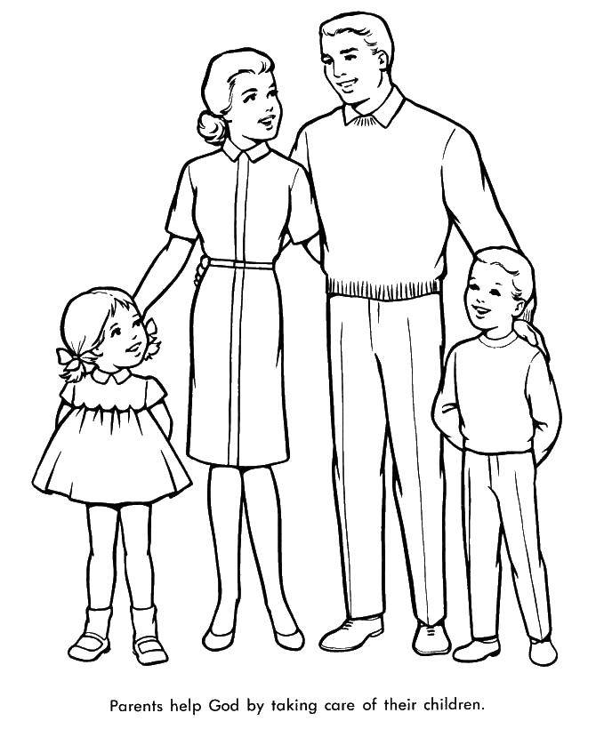 Coloring Parents with children. Category Family. Tags:  families, children, parents.