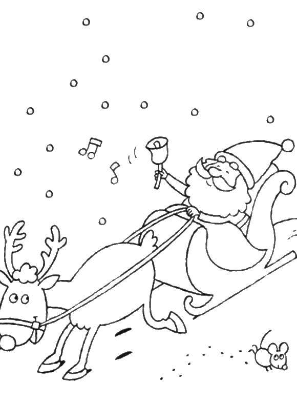 Название: Раскраска Санта клаус с колокольчиком. Категория: рождество. Теги: рождество, елка, санта.