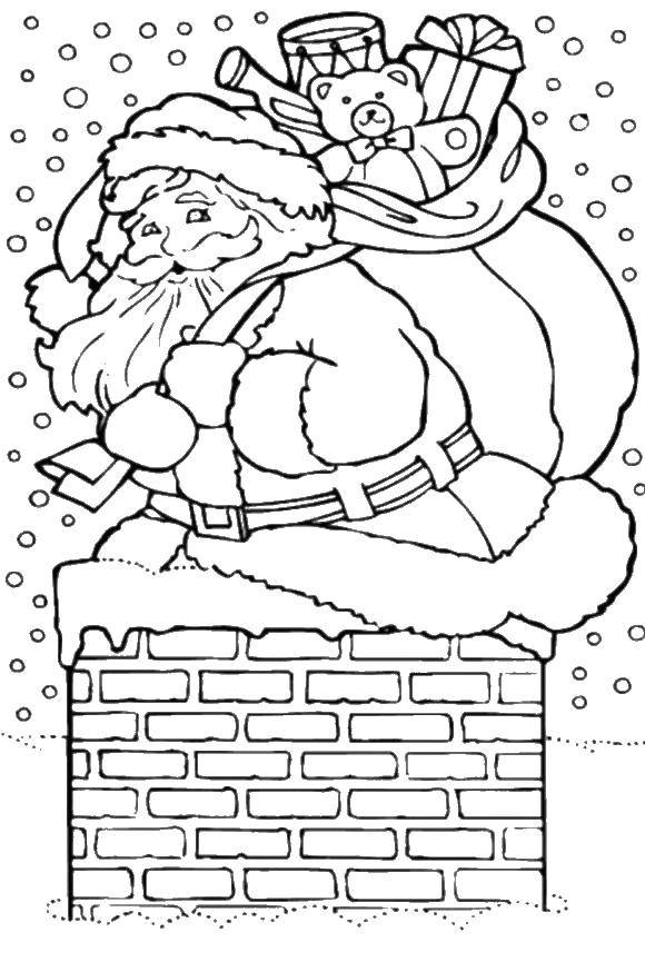 Название: Раскраска Санта клаус в трубе. Категория: рождество. Теги: Санта Клаус, рождество.