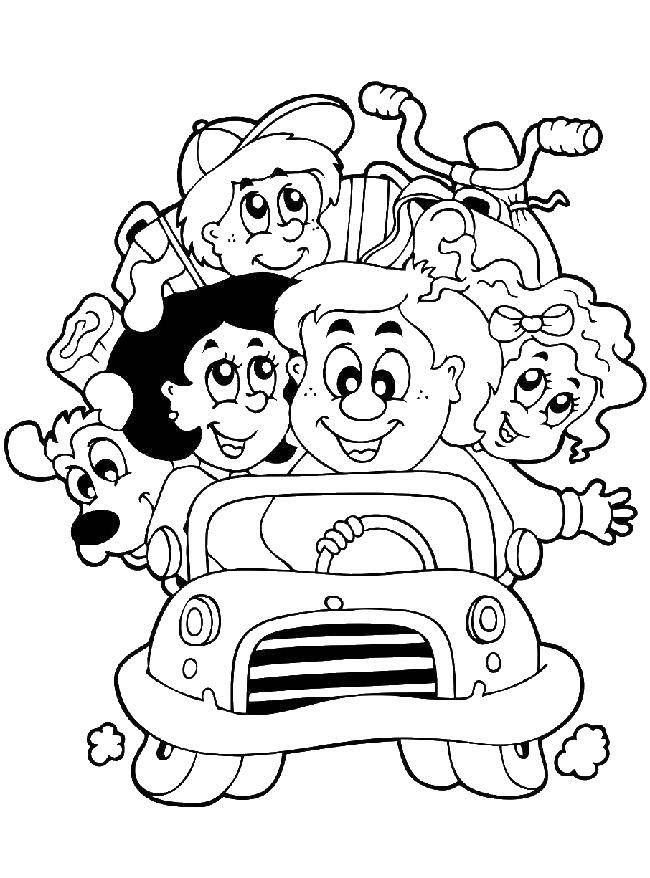 Название: Раскраска Семья в машине. Категория: Семья. Теги: семья, машина, дети, родители.