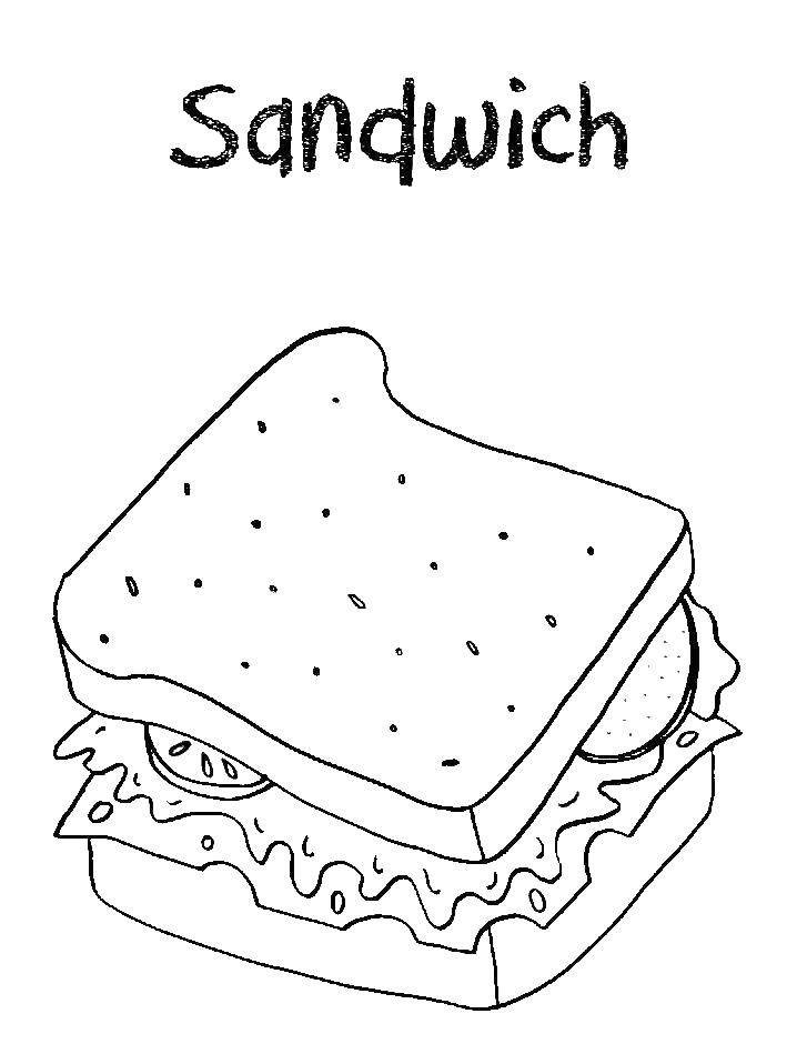 Название: Раскраска Сендвич. Категория: Мясо. Теги: сендвич.