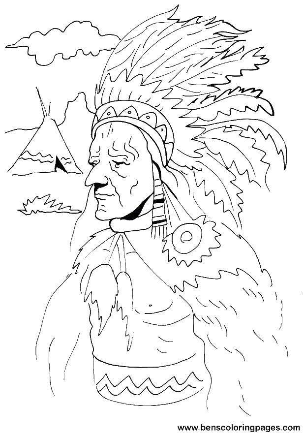 Coloring Old Indian. Category the Indians. Tags:  people, Indians.