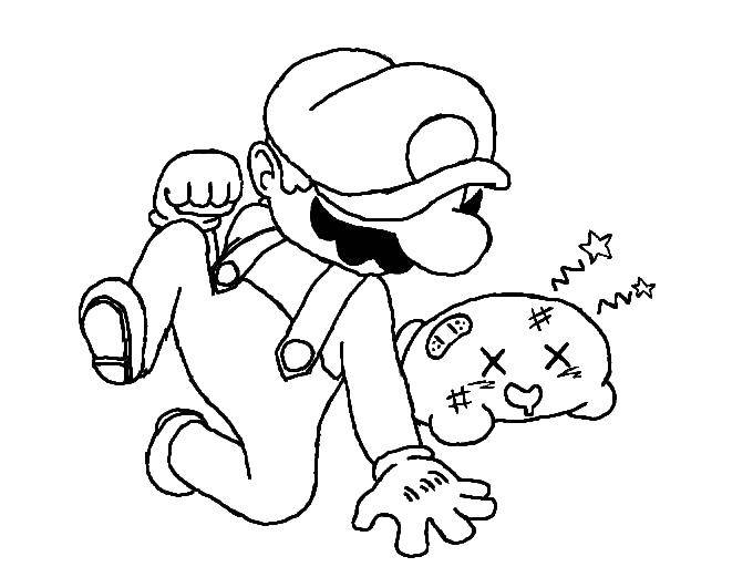 Coloring Super Mario knockout. Category superheroes. Tags:  Super Mario.