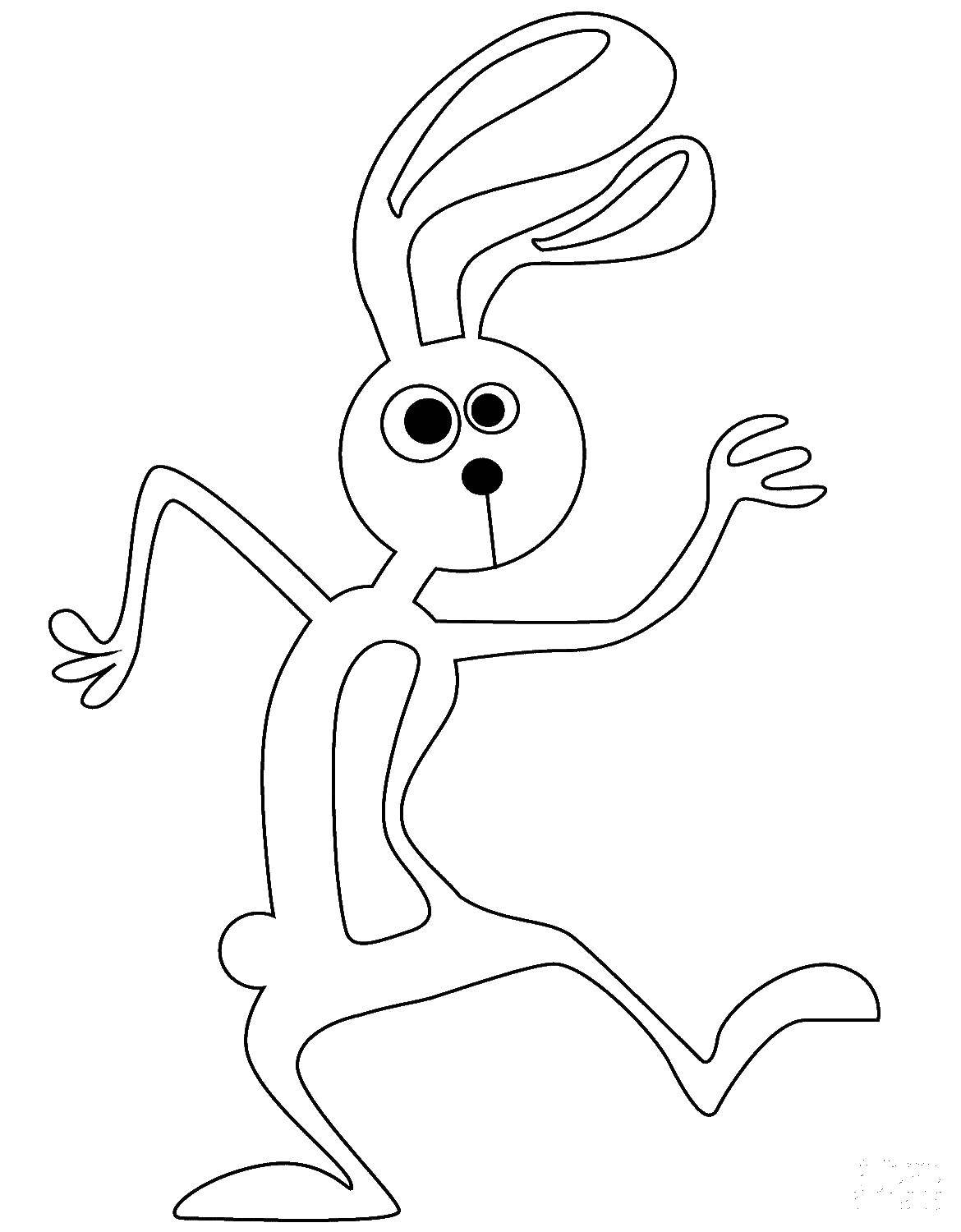 Название: Раскраска Танцующий кролик. Категория: кролик. Теги: животные, заяц, кролик.