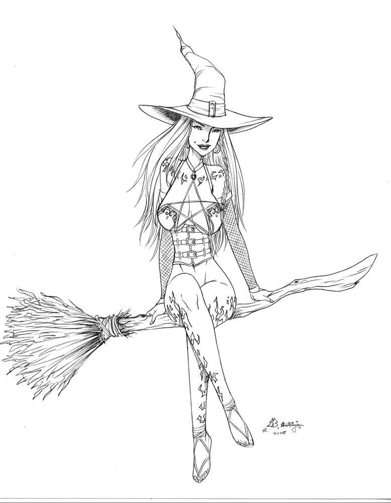 Coloring The tattooed witch. Category witch. Tags:  Halloween, witch.