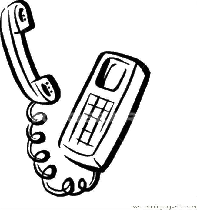 Название: Раскраска Телефон на проводе. Категория: телефон. Теги: Техника.