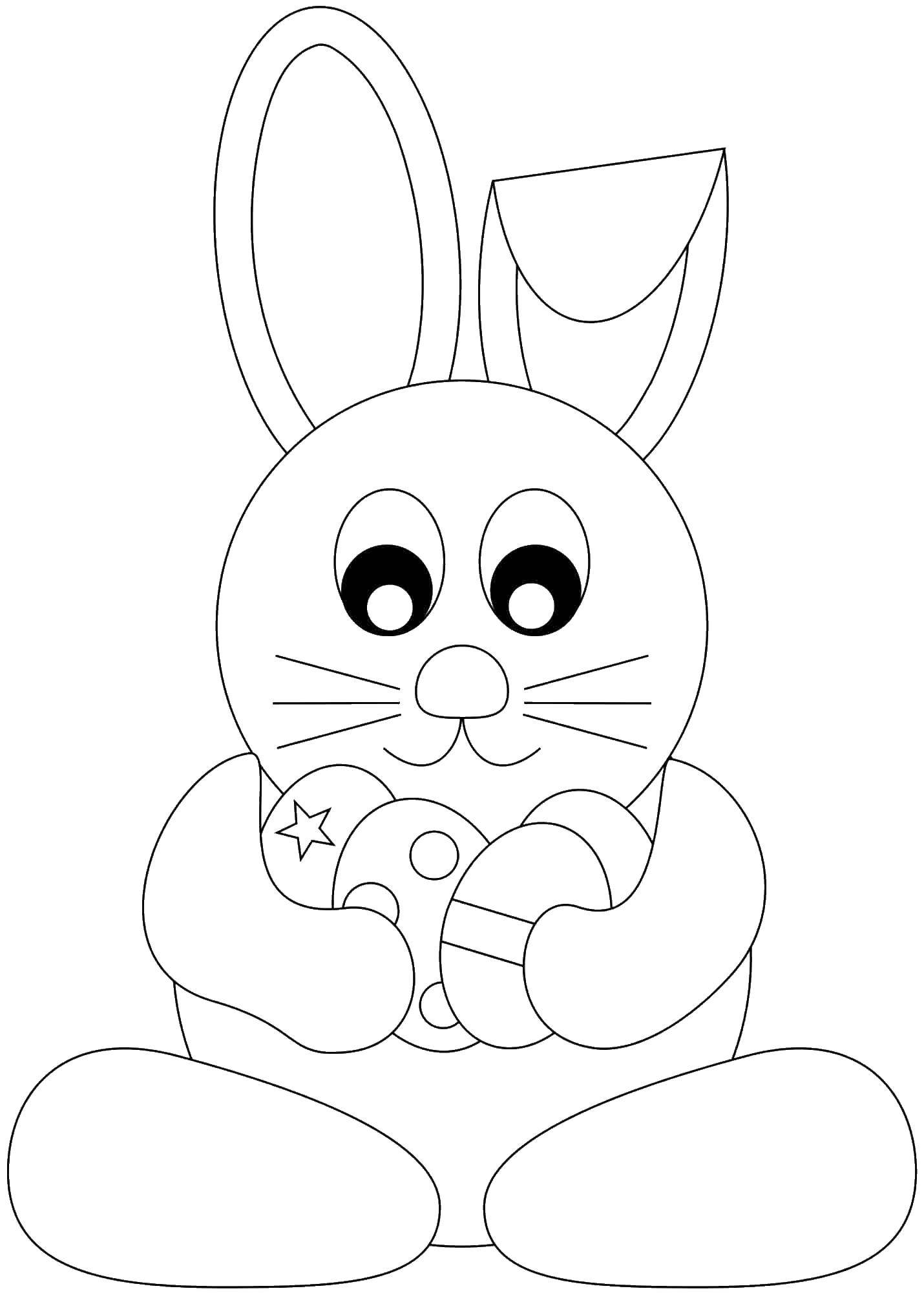 Название: Раскраска Зайка с пасхальными яйцами. Категория: кролик. Теги: животные, кролик, заяц, яйца.