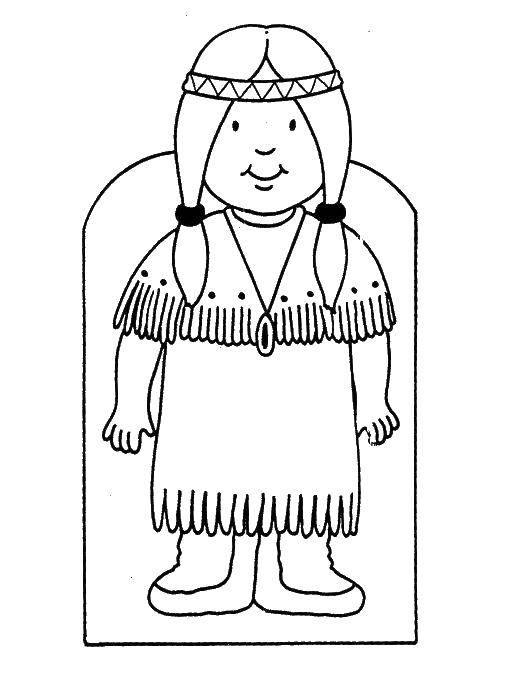 Название: Раскраска Жена индейца. Категория: индейцы. Теги: индейцы.