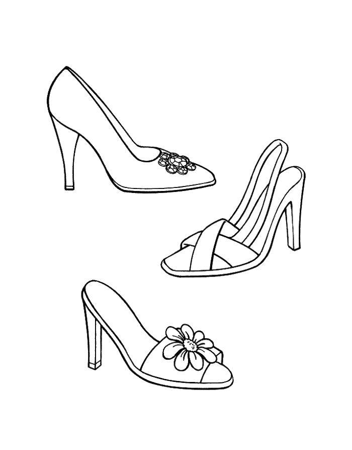 Название: Раскраска Женские туфли и босоножки. Категория: одежда. Теги: Одежда, обувь, туфли.