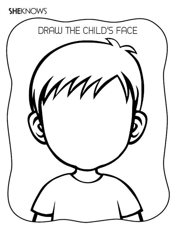 Розмальовки  Намалюй обличчя хлопчика. Завантажити розмальовку діти, особа, намалюй обличчя.  Роздрукувати ,діти,