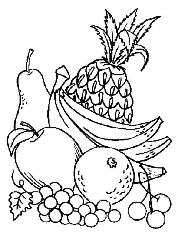 Розмальовки  Дуже корисні фрукти. Завантажити розмальовку фрукти.  Роздрукувати ,фрукти,