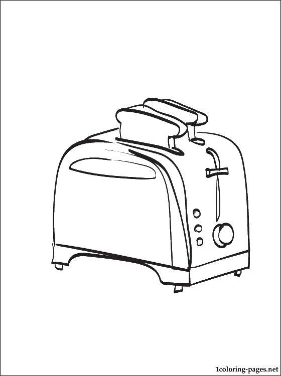 Розмальовки  Тостер з тостами. Завантажити розмальовку кухня, тостер, тости.  Роздрукувати ,Кухня,