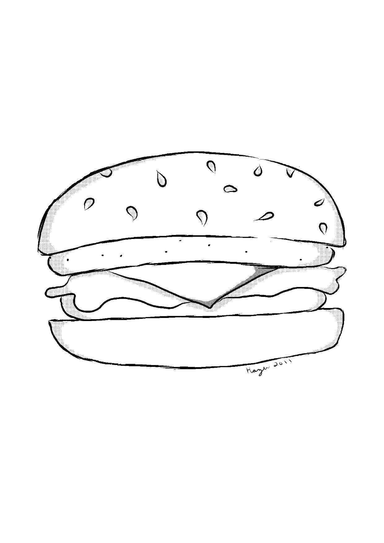Опис: розмальовки  Смачний і соковитий бургер. Категорія: Гамбургер. Теги:  їжа.