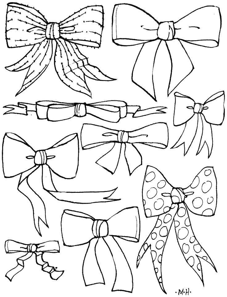 Coloring Bows. Category the bow. Tags:  bows, ribbons.