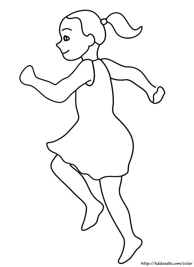 Coloring Running girl. Category children. Tags:  Children, girl.