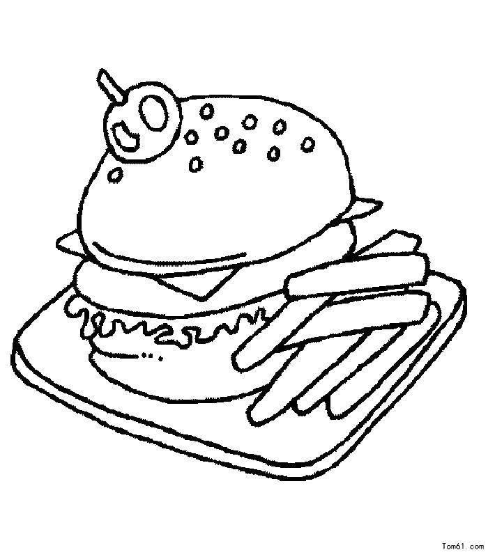Название: Раскраска Бургер и картошка. Категория: Гамбургер. Теги: еда.
