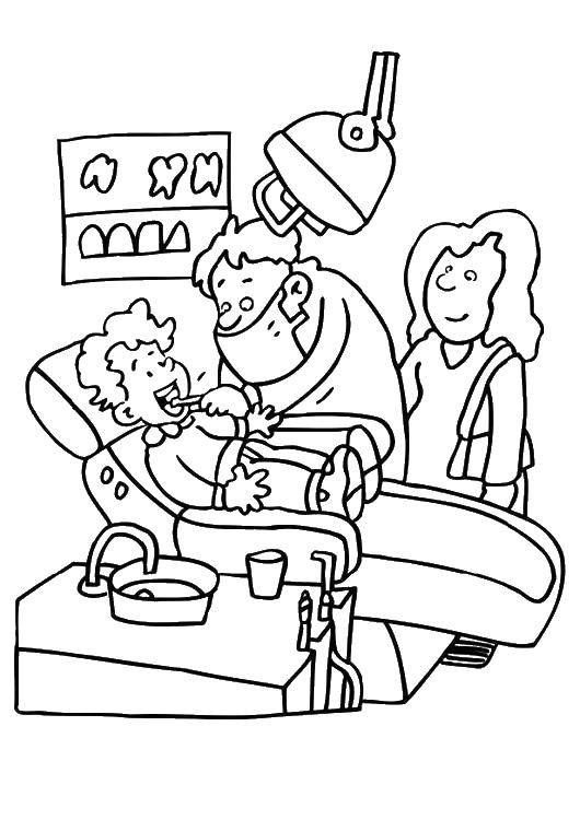 Coloring The dentist examines the teeth. Category The care of teeth. Tags:  The care of teeth.