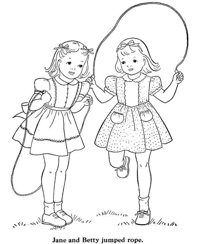 Coloring Girls jumping. Category The jump. Tags:  Children, girl.