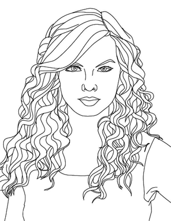 Coloring The girl with the curls. Category the hair. Tags:  The hair.