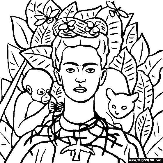 Coloring Frida Kahlo. Category coloring. Tags:  Celebrity.