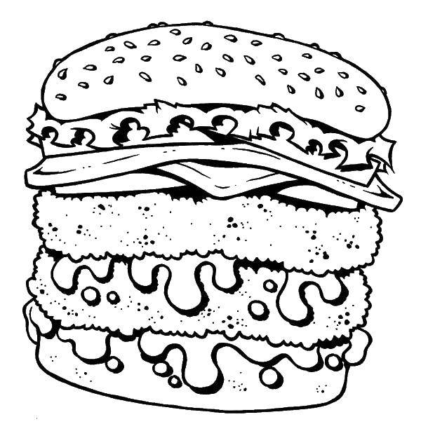Название: Раскраска Гигантский бургер. Категория: Гамбургер. Теги: еда.