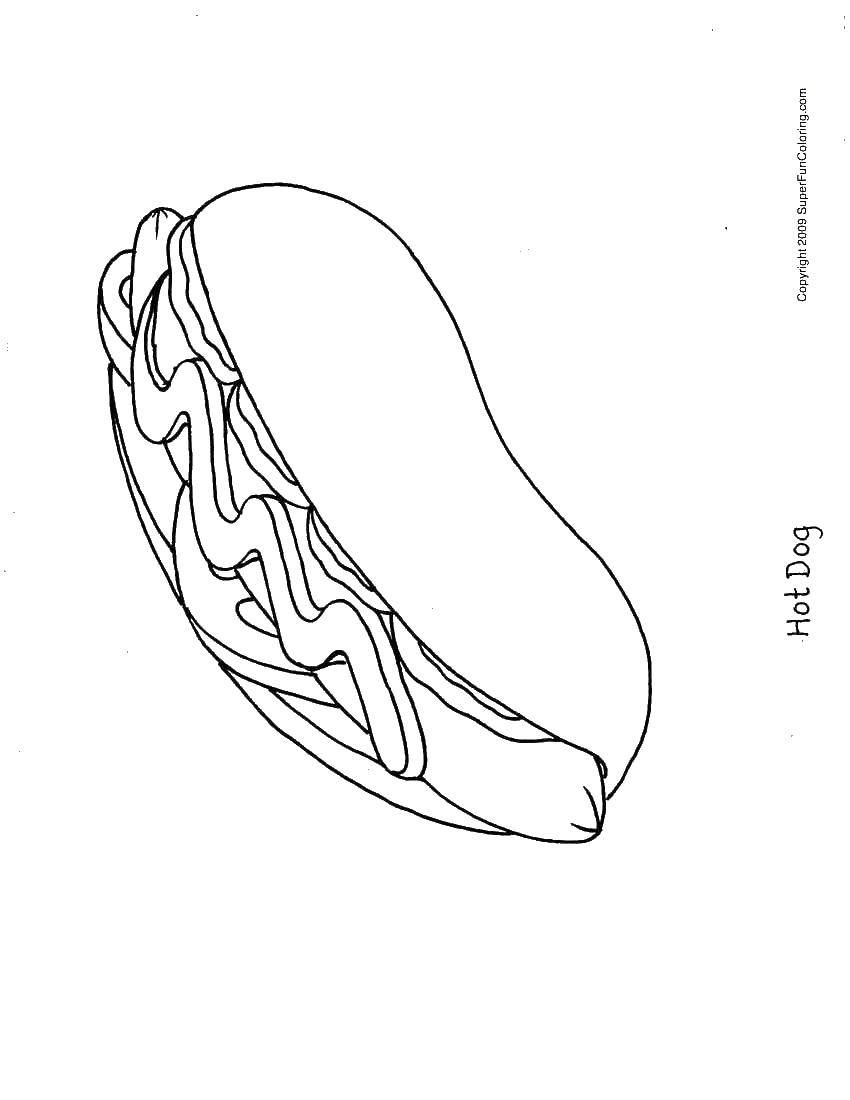 Раскраски Раскраска Хот дог Еда, скачать распечатать раскраски.