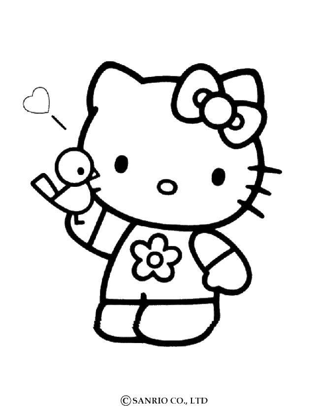 Coloring Kitty and chick. Category Hello Kitty. Tags:  Hello Kitty.