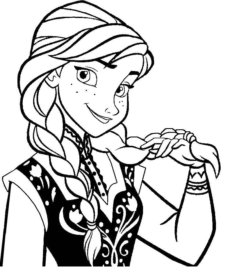 Coloring Braids Anna. Category Cartoon character. Tags:  Disney, Elsa, frozen, Princess.