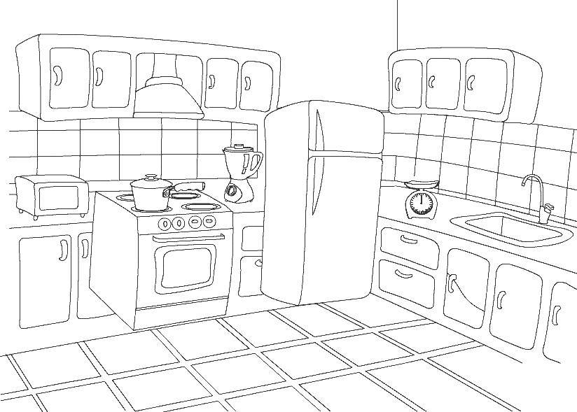 Название: Раскраска Кухня. Категория: Кухня. Теги: кухня, комната.
