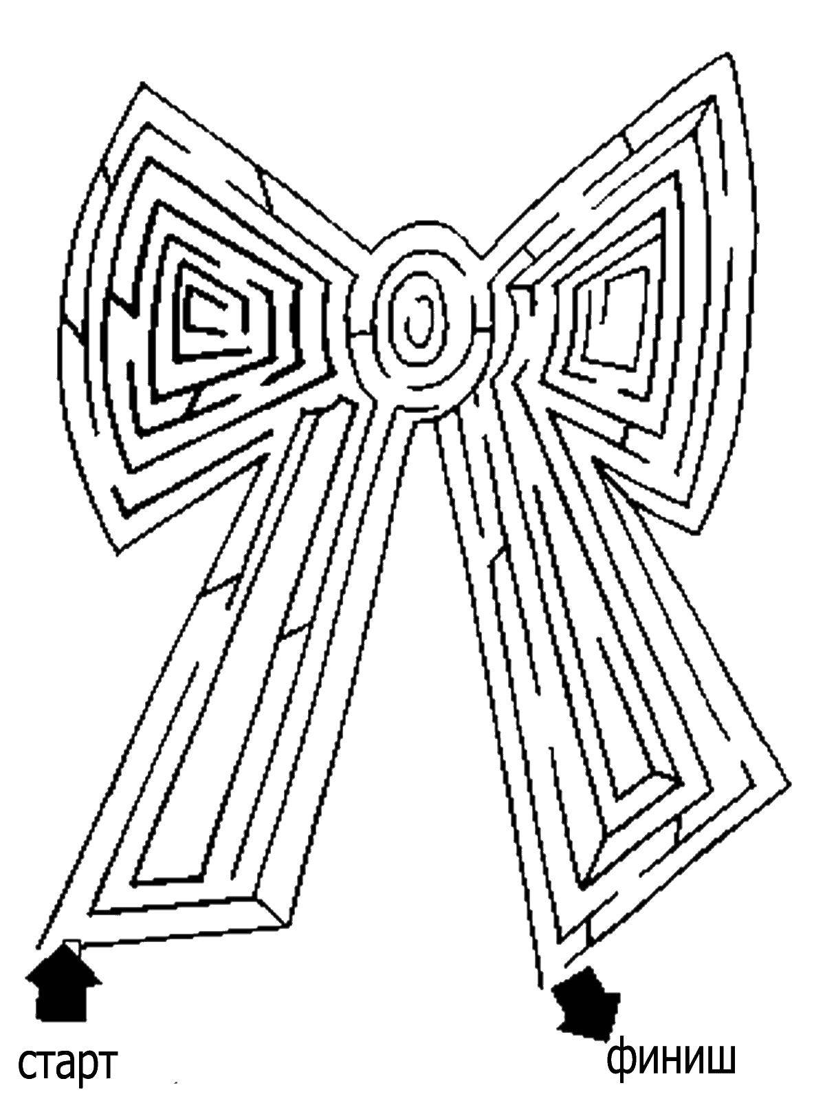 Coloring Labyrinth bow. Category the labyrinth. Tags:  maze, bow.
